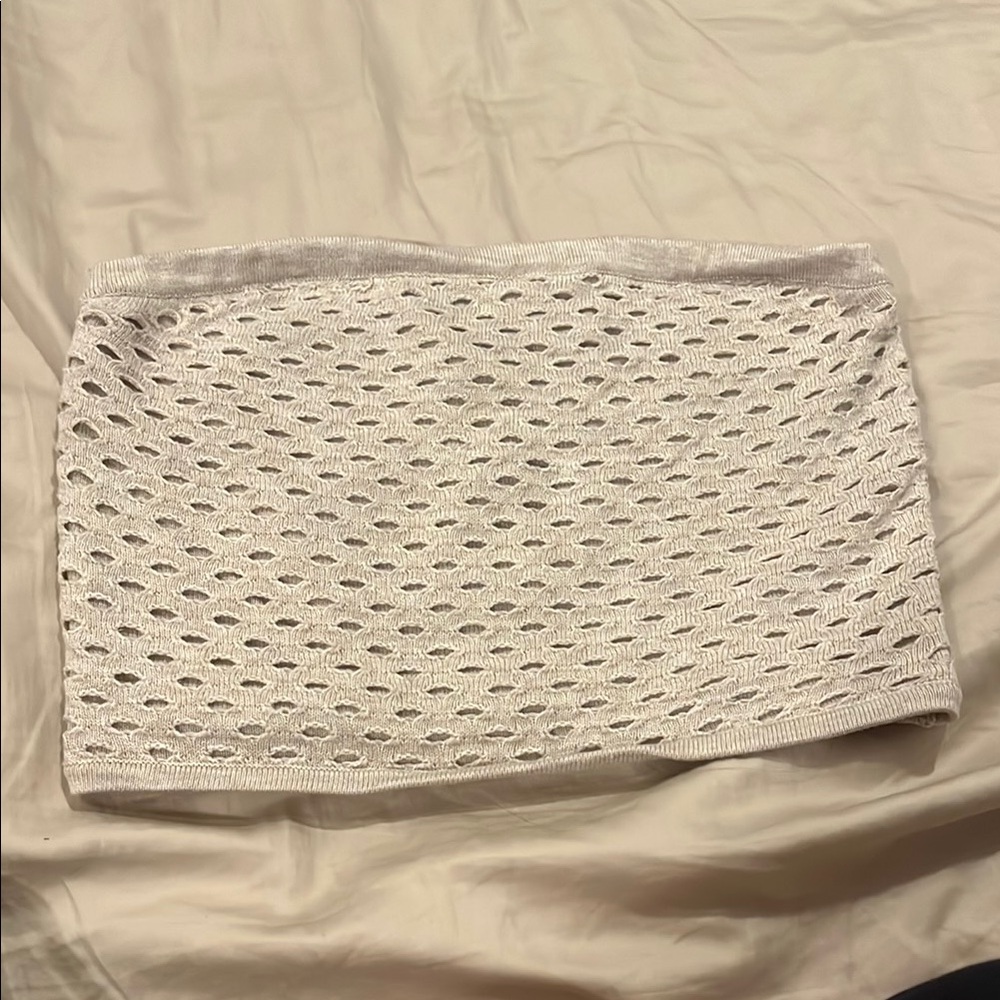 aerie White Crochet Knit Tube Top